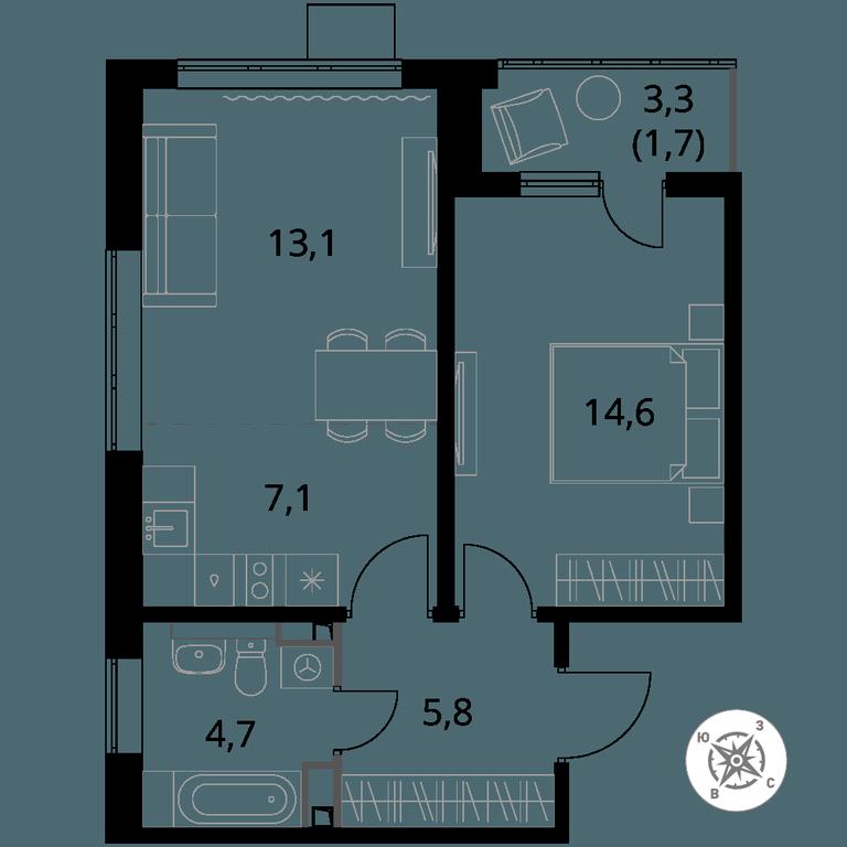 2-BD Apartment Sale, 47 sq. m. at Pervy Donskoj, zhiloy mikrorayon Sapronovo, derevnya Sapronovo, Leninskiy City District, Moscow Region, Russia #1 2-BD Apartment Sale, 47 sq. m. at Pervy Donskoj, zhiloy mikrorayon Sapronovo, derevnya Sapronovo, Leninskiy City District, Moscow Region, Russia #1