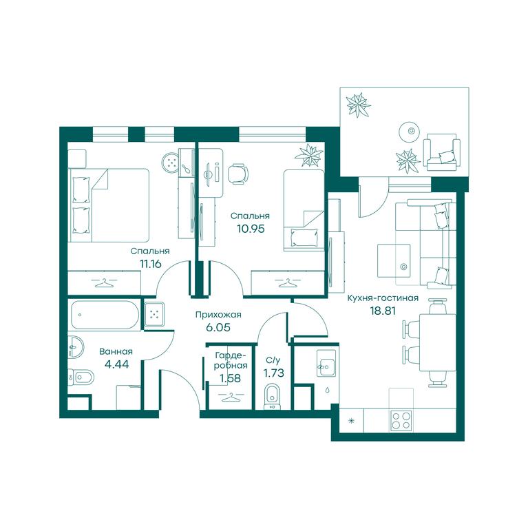 2-BD Apartment Sale, 54.7平方米 at Ravnovesie, zhiloy kompleks Ravnovesiye, selo Perkhushkovo, Odintsovskiy City District, Moscow Region, Russia #1 2-BD Apartment Sale, 54.7平方米 at Ravnovesie, zhiloy kompleks Ravnovesiye, selo Perkhushkovo, Odintsovskiy City District, Moscow Region, Russia #1