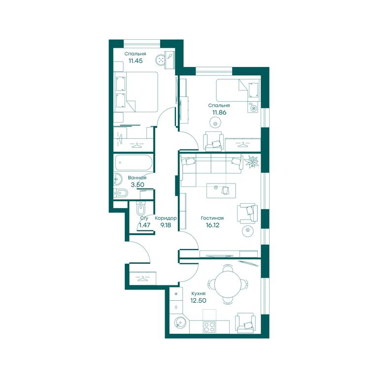 2-BD Apartment Sale, 66平方米 at Ravnovesie, zhiloy kompleks Ravnovesiye, selo Perkhushkovo, Odintsovskiy City District, Moscow Region, Russia #1 2-BD Apartment Sale, 66平方米 at Ravnovesie, zhiloy kompleks Ravnovesiye, selo Perkhushkovo, Odintsovskiy City District, Moscow Region, Russia #1