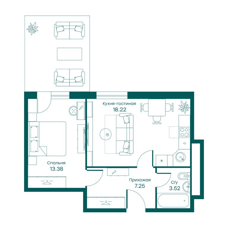 1-BD Apartment Sale, 42.3平方米 at Ravnovesie, zhiloy kompleks Ravnovesiye, selo Perkhushkovo, Odintsovskiy City District, Moscow Region, Russia #1 1-BD Apartment Sale, 42.3平方米 at Ravnovesie, zhiloy kompleks Ravnovesiye, selo Perkhushkovo, Odintsovskiy City District, Moscow Region, Russia #1