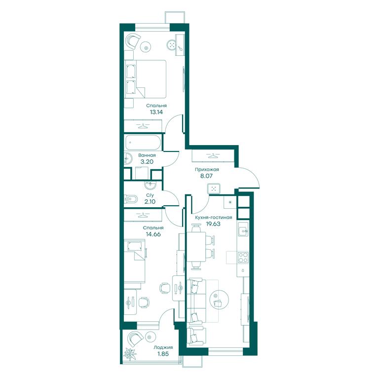 2-BD Apartment Sale, 62.4平方米 at Ravnovesie, zhiloy kompleks Ravnovesiye, selo Perkhushkovo, Odintsovskiy City District, Moscow Region, Russia #1 2-BD Apartment Sale, 62.4平方米 at Ravnovesie, zhiloy kompleks Ravnovesiye, selo Perkhushkovo, Odintsovskiy City District, Moscow Region, Russia #1