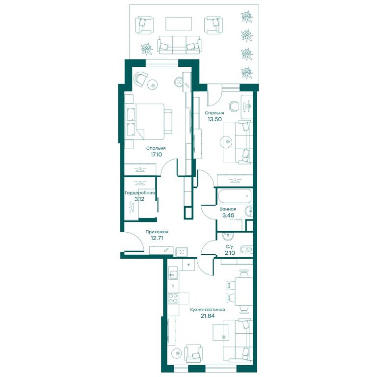 2-BD Apartment Sale, 73.8平方米 at Ravnovesie, zhiloy kompleks Ravnovesiye, selo Perkhushkovo, Odintsovskiy City District, Moscow Region, Russia #1 2-BD Apartment Sale, 73.8平方米 at Ravnovesie, zhiloy kompleks Ravnovesiye, selo Perkhushkovo, Odintsovskiy City District, Moscow Region, Russia #1