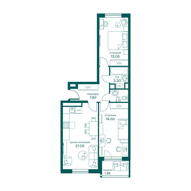 2-BD Apartment Sale, 63.5平方米 at Ravnovesie, zhiloy kompleks Ravnovesiye, selo Perkhushkovo, Odintsovskiy City District, Moscow Region, Russia #2 2-BD Apartment Sale, 63.5平方米 at Ravnovesie, zhiloy kompleks Ravnovesiye, selo Perkhushkovo, Odintsovskiy City District, Moscow Region, Russia #2