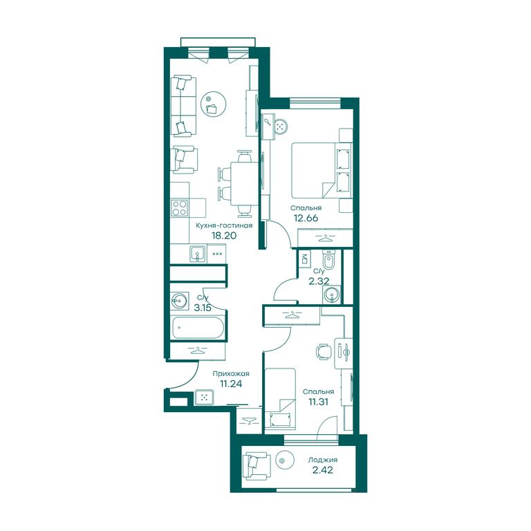 2-BD Apartment Sale, 61平方米 at Ravnovesie, zhiloy kompleks Ravnovesiye, selo Perkhushkovo, Odintsovskiy City District, Moscow Region, Russia #2 2-BD Apartment Sale, 61平方米 at Ravnovesie, zhiloy kompleks Ravnovesiye, selo Perkhushkovo, Odintsovskiy City District, Moscow Region, Russia #2