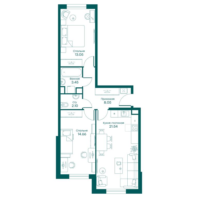 2-BD Apartment Sale, 62.7平方米 at Ravnovesie, zhiloy kompleks Ravnovesiye, selo Perkhushkovo, Odintsovskiy City District, Moscow Region, Russia #1 2-BD Apartment Sale, 62.7平方米 at Ravnovesie, zhiloy kompleks Ravnovesiye, selo Perkhushkovo, Odintsovskiy City District, Moscow Region, Russia #1