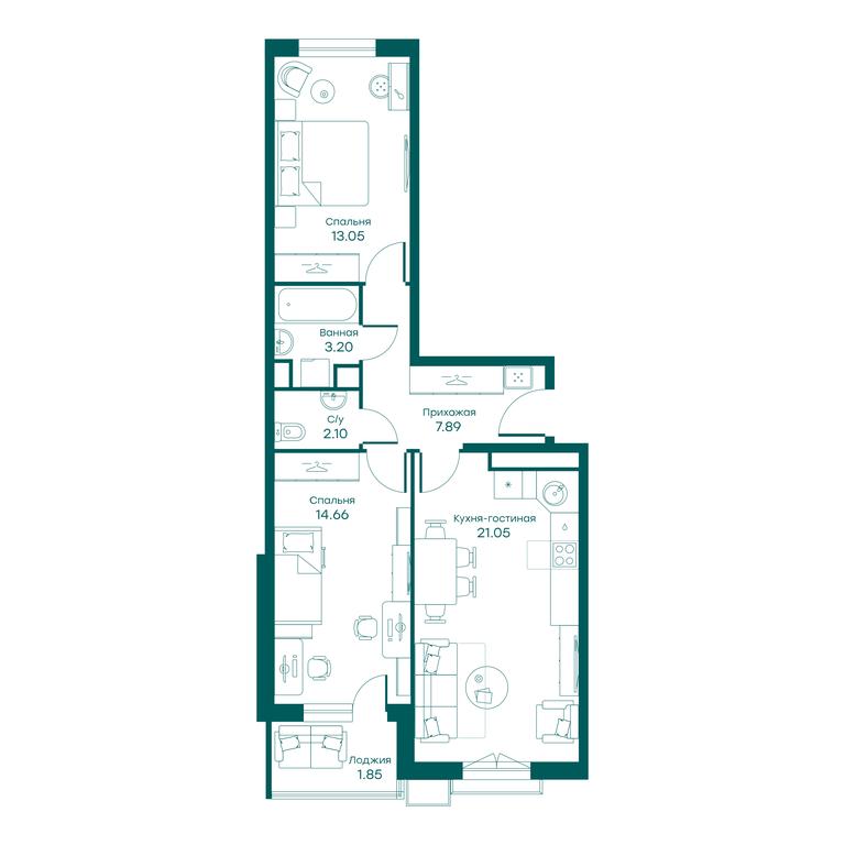 2-BD Apartment Sale, 63.6平方米 at Ravnovesie, zhiloy kompleks Ravnovesiye, selo Perkhushkovo, Odintsovskiy City District, Moscow Region, Russia #1 2-BD Apartment Sale, 63.6平方米 at Ravnovesie, zhiloy kompleks Ravnovesiye, selo Perkhushkovo, Odintsovskiy City District, Moscow Region, Russia #1