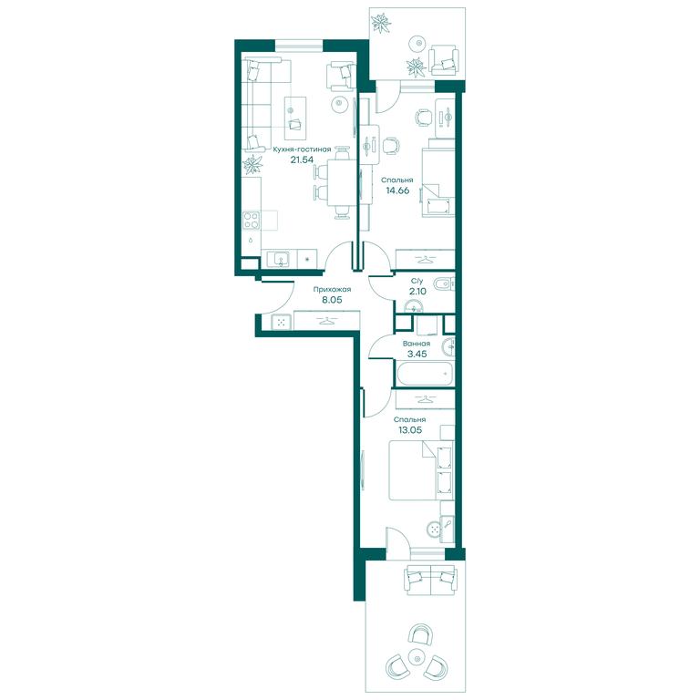 2-BD Apartment Sale, 62.7平方米 at Ravnovesie, zhiloy kompleks Ravnovesiye, selo Perkhushkovo, Odintsovskiy City District, Moscow Region, Russia #1 2-BD Apartment Sale, 62.7平方米 at Ravnovesie, zhiloy kompleks Ravnovesiye, selo Perkhushkovo, Odintsovskiy City District, Moscow Region, Russia #1