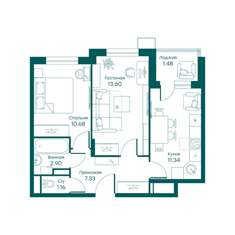 1-BD Apartment Sale, 48.4 sq. m. at Ravnovesie, zhiloy kompleks Ravnovesiye, selo Perkhushkovo, Odintsovskiy City District, Moscow Region, Russia #1 1-BD Apartment Sale, 48.4 sq. m. at Ravnovesie, zhiloy kompleks Ravnovesiye, selo Perkhushkovo, Odintsovskiy City District, Moscow Region, Russia #1