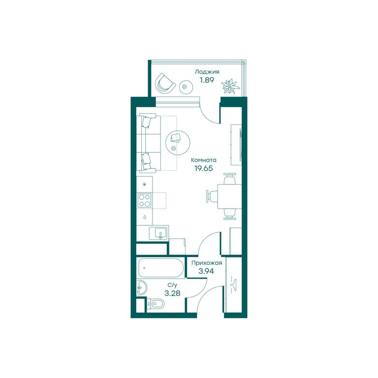 Apartment Sale, 28.7平方米 at Ravnovesie, zhiloy kompleks Ravnovesiye, selo Perkhushkovo, Odintsovskiy City District, Moscow Region, Russia #1