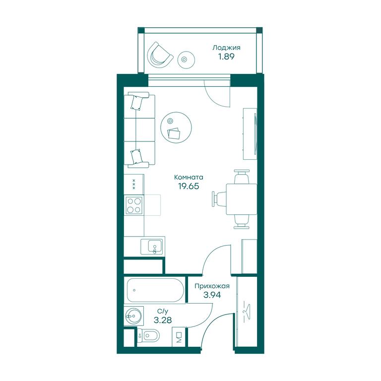 Apartment Sale, 28.7平方米 at Ravnovesie, zhiloy kompleks Ravnovesiye, selo Perkhushkovo, Odintsovskiy City District, Moscow Region, Russia #2