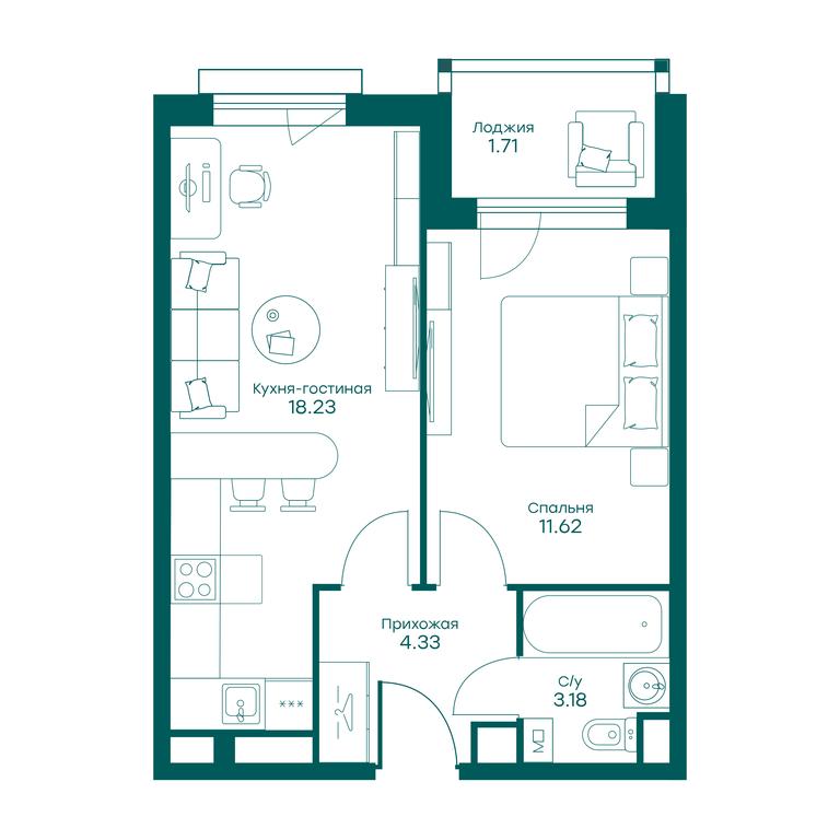 1-BD Apartment Sale, 39.1平方米 at Ravnovesie, zhiloy kompleks Ravnovesiye, selo Perkhushkovo, Odintsovskiy City District, Moscow Region, Russia #2 1-BD Apartment Sale, 39.1平方米 at Ravnovesie, zhiloy kompleks Ravnovesiye, selo Perkhushkovo, Odintsovskiy City District, Moscow Region, Russia #2