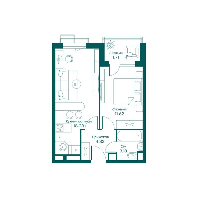 1-BD Apartment Sale, 39.1平方米 at Ravnovesie, zhiloy kompleks Ravnovesiye, selo Perkhushkovo, Odintsovskiy City District, Moscow Region, Russia #1 1-BD Apartment Sale, 39.1平方米 at Ravnovesie, zhiloy kompleks Ravnovesiye, selo Perkhushkovo, Odintsovskiy City District, Moscow Region, Russia #1