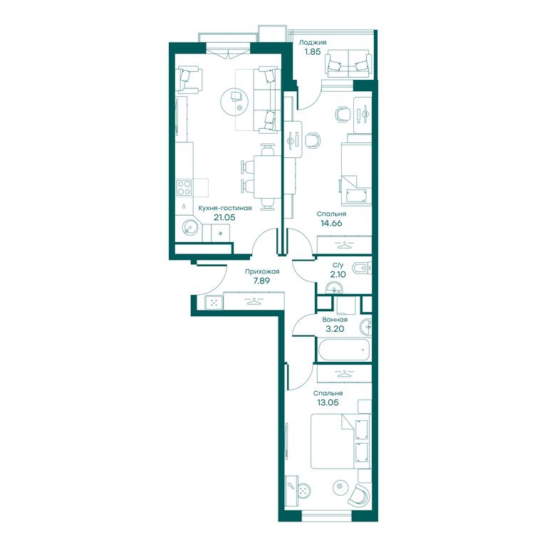 2-BD Apartment Sale, 63.7平方米 at Ravnovesie, zhiloy kompleks Ravnovesiye, selo Perkhushkovo, Odintsovskiy City District, Moscow Region, Russia #1 2-BD Apartment Sale, 63.7平方米 at Ravnovesie, zhiloy kompleks Ravnovesiye, selo Perkhushkovo, Odintsovskiy City District, Moscow Region, Russia #1