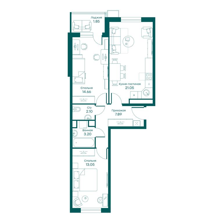 2-BD Apartment Sale, 63.7平方米 at Ravnovesie, zhiloy kompleks Ravnovesiye, selo Perkhushkovo, Odintsovskiy City District, Moscow Region, Russia #1 2-BD Apartment Sale, 63.7平方米 at Ravnovesie, zhiloy kompleks Ravnovesiye, selo Perkhushkovo, Odintsovskiy City District, Moscow Region, Russia #1