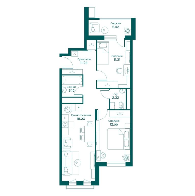 2-BD Apartment Sale, 61.1 sq. m. at Ravnovesie, zhiloy kompleks Ravnovesiye, selo Perkhushkovo, Odintsovskiy City District, Moscow Region, Russia #1 2-BD Apartment Sale, 61.1 sq. m. at Ravnovesie, zhiloy kompleks Ravnovesiye, selo Perkhushkovo, Odintsovskiy City District, Moscow Region, Russia #1