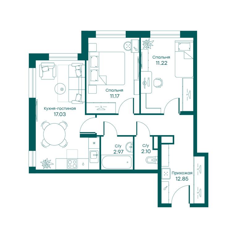 2-BD Apartment Sale, 57.4 sq. m. at Ravnovesie, zhiloy kompleks Ravnovesiye, selo Perkhushkovo, Odintsovskiy City District, Moscow Region, Russia #1 2-BD Apartment Sale, 57.4 sq. m. at Ravnovesie, zhiloy kompleks Ravnovesiye, selo Perkhushkovo, Odintsovskiy City District, Moscow Region, Russia #1
