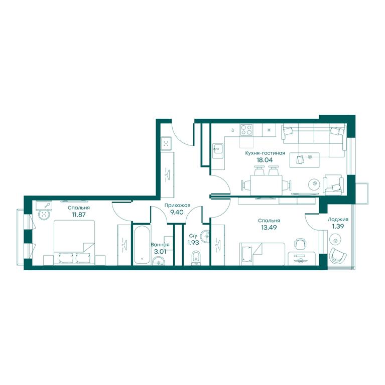 2-BD Apartment Sale, 58.8平方米 at Ravnovesie, zhiloy kompleks Ravnovesiye, selo Perkhushkovo, Odintsovskiy City District, Moscow Region, Russia #1 2-BD Apartment Sale, 58.8平方米 at Ravnovesie, zhiloy kompleks Ravnovesiye, selo Perkhushkovo, Odintsovskiy City District, Moscow Region, Russia #1