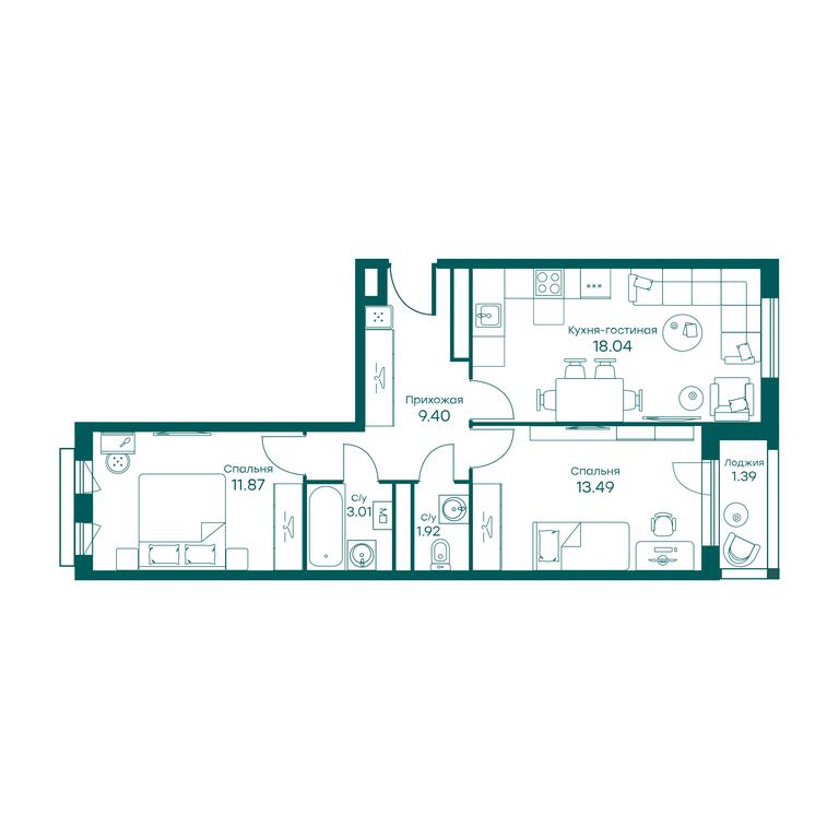 2-BD Apartment Sale, 58.8平方米 at Ravnovesie, zhiloy kompleks Ravnovesiye, selo Perkhushkovo, Odintsovskiy City District, Moscow Region, Russia #2 2-BD Apartment Sale, 58.8平方米 at Ravnovesie, zhiloy kompleks Ravnovesiye, selo Perkhushkovo, Odintsovskiy City District, Moscow Region, Russia #2