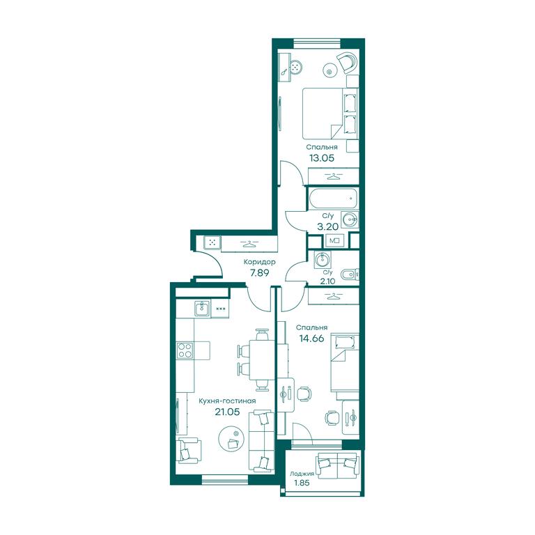 2-BD Apartment Sale, 63.4 sq. m. at Ravnovesie, zhiloy kompleks Ravnovesiye, selo Perkhushkovo, Odintsovskiy City District, Moscow Region, Russia #2 2-BD Apartment Sale, 63.4 sq. m. at Ravnovesie, zhiloy kompleks Ravnovesiye, selo Perkhushkovo, Odintsovskiy City District, Moscow Region, Russia #2