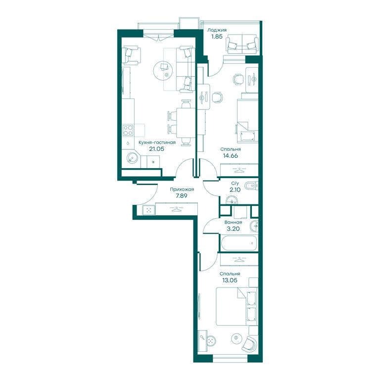2-BD Apartment Sale, 63.8平方米 at Ravnovesie, zhiloy kompleks Ravnovesiye, selo Perkhushkovo, Odintsovskiy City District, Moscow Region, Russia #1 2-BD Apartment Sale, 63.8平方米 at Ravnovesie, zhiloy kompleks Ravnovesiye, selo Perkhushkovo, Odintsovskiy City District, Moscow Region, Russia #1