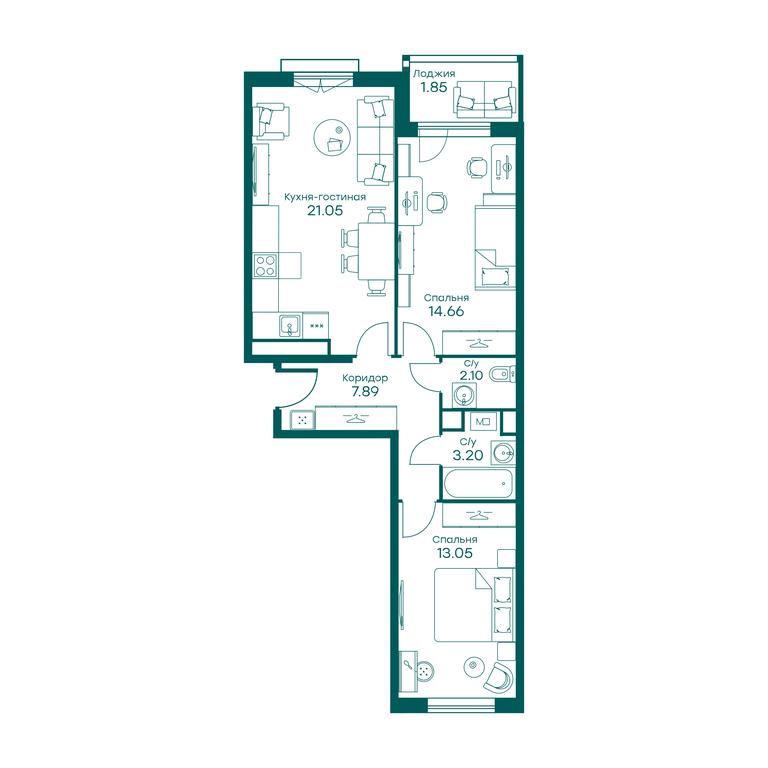 2-BD Apartment Sale, 63.8平方米 at Ravnovesie, zhiloy kompleks Ravnovesiye, selo Perkhushkovo, Odintsovskiy City District, Moscow Region, Russia #2 2-BD Apartment Sale, 63.8平方米 at Ravnovesie, zhiloy kompleks Ravnovesiye, selo Perkhushkovo, Odintsovskiy City District, Moscow Region, Russia #2