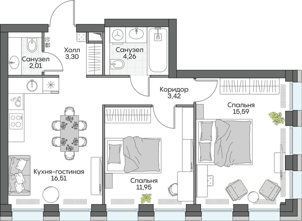 2-BD Apartment Sale, 56.47 sq. m. at Dom na naberezhnoy INSIDER (Insayder), Avtozavodskaya Street, Moscow, Russia #1 2-BD Apartment Sale, 56.47 sq. m. at Dom na naberezhnoy INSIDER (Insayder), Avtozavodskaya Street, Moscow, Russia #1