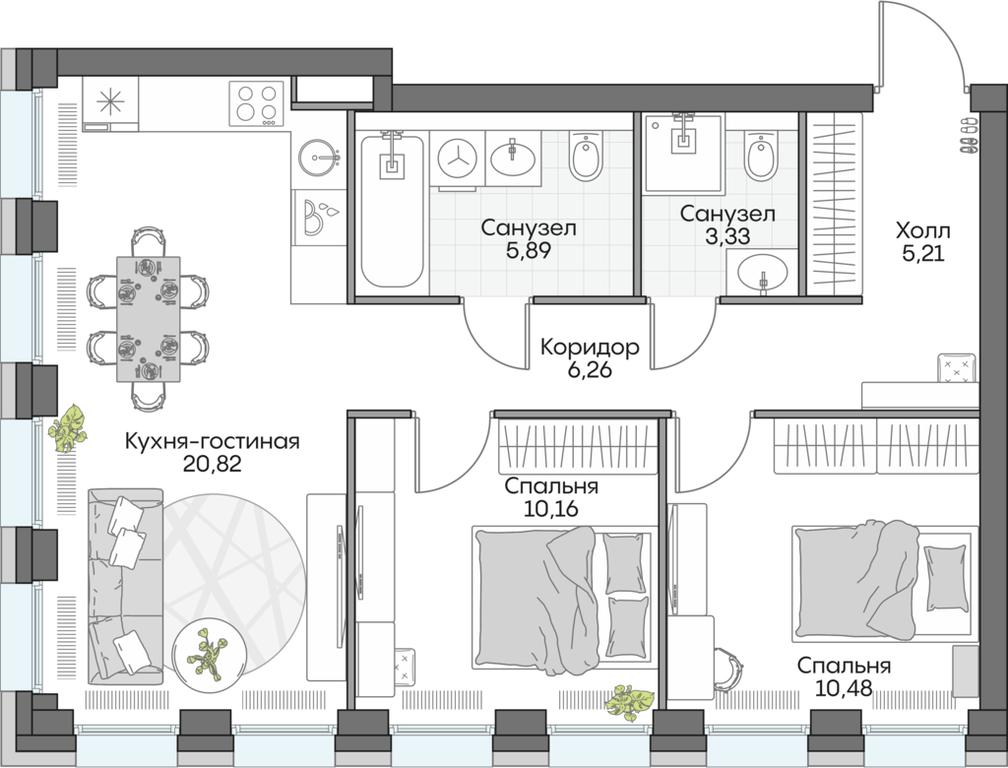 2-BD Apartment Sale, 62.16平方米 at Dom na naberezhnoy INSIDER (Insayder), Avtozavodskaya Street, Moscow, Russia #1 2-BD Apartment Sale, 62.16平方米 at Dom na naberezhnoy INSIDER (Insayder), Avtozavodskaya Street, Moscow, Russia #1