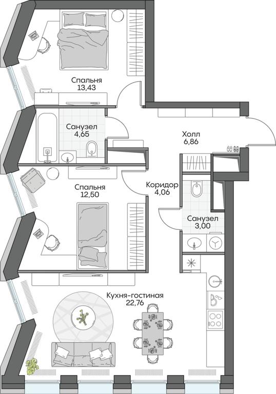 2-BD Apartment Sale, 67.93 sq. m. at Dom na naberezhnoy INSIDER (Insayder), Avtozavodskaya Street, Moscow, Russia #1 2-BD Apartment Sale, 67.93 sq. m. at Dom na naberezhnoy INSIDER (Insayder), Avtozavodskaya Street, Moscow, Russia #1