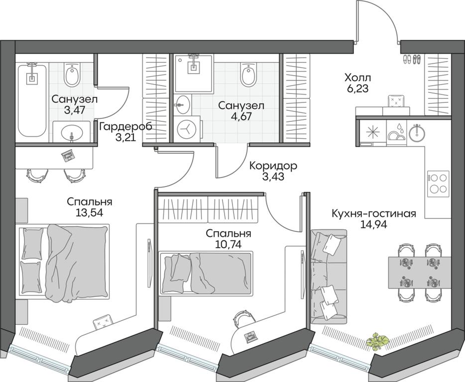 2-BD Apartment Sale, 60.46 sq. m. at Dom na naberezhnoy INSIDER (Insayder), Avtozavodskaya Street, Moscow, Russia #1 2-BD Apartment Sale, 60.46 sq. m. at Dom na naberezhnoy INSIDER (Insayder), Avtozavodskaya Street, Moscow, Russia #1