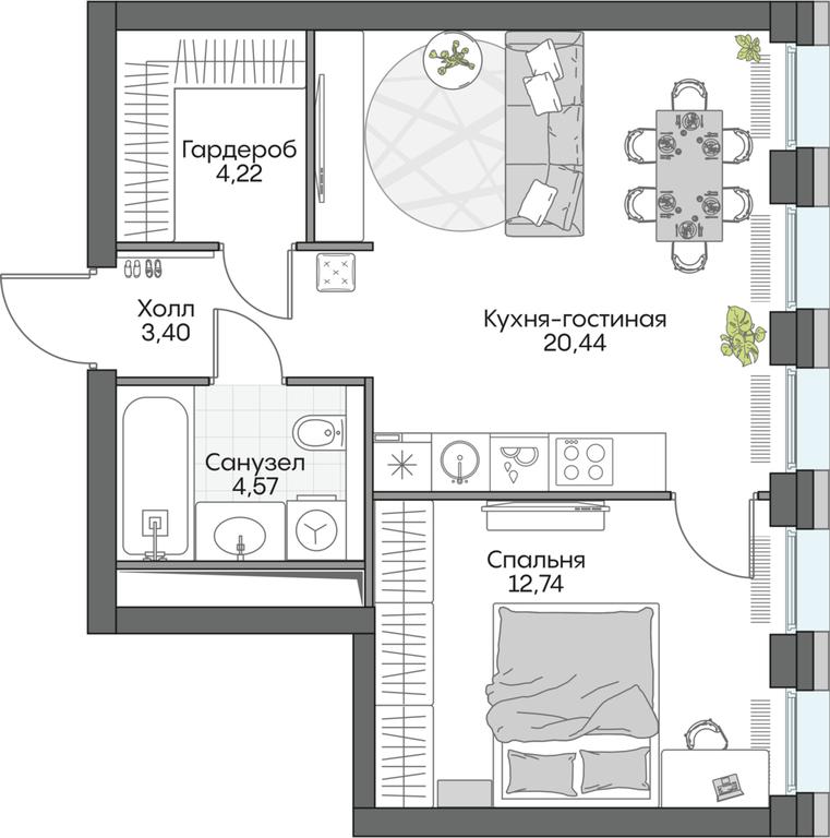 1-BD Apartment Sale, 45.56 sq. m. at Dom na naberezhnoy INSIDER (Insayder), Avtozavodskaya Street, Moscow, Russia #1 1-BD Apartment Sale, 45.56 sq. m. at Dom na naberezhnoy INSIDER (Insayder), Avtozavodskaya Street, Moscow, Russia #1