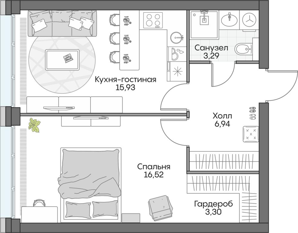 1-BD Apartment Sale, 46.12 sq. m. at Dom na naberezhnoy INSIDER (Insayder), Avtozavodskaya Street, Moscow, Russia #1