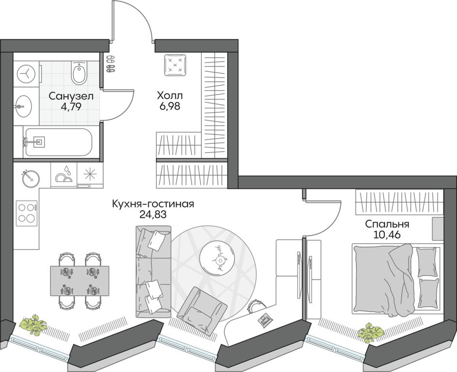 1-BD Apartment Sale, 47.17 sq. m. at Dom na naberezhnoy INSIDER (Insayder), Avtozavodskaya Street, Moscow, Russia #1 1-BD Apartment Sale, 47.17 sq. m. at Dom na naberezhnoy INSIDER (Insayder), Avtozavodskaya Street, Moscow, Russia #1