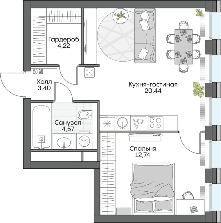 1-BD Apartment Sale, 45.56 sq. m. at Dom na naberezhnoy INSIDER (Insayder), Avtozavodskaya Street, Moscow, Russia #1 1-BD Apartment Sale, 45.56 sq. m. at Dom na naberezhnoy INSIDER (Insayder), Avtozavodskaya Street, Moscow, Russia #1