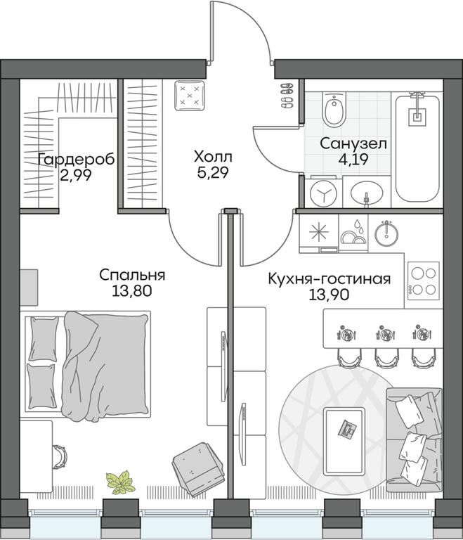 1-BD Apartment Sale, 40.49 sq. m. at Dom na naberezhnoy INSIDER (Insayder), Avtozavodskaya Street, Moscow, Russia #1 1-BD Apartment Sale, 40.49 sq. m. at Dom na naberezhnoy INSIDER (Insayder), Avtozavodskaya Street, Moscow, Russia #1