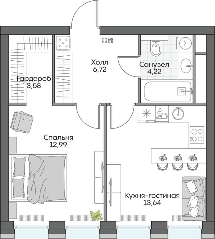 1-BD Apartment Sale, 41.27平方米 at Dom na naberezhnoy INSIDER (Insayder), Avtozavodskaya Street, Moscow, Russia #1 1-BD Apartment Sale, 41.27平方米 at Dom na naberezhnoy INSIDER (Insayder), Avtozavodskaya Street, Moscow, Russia #1