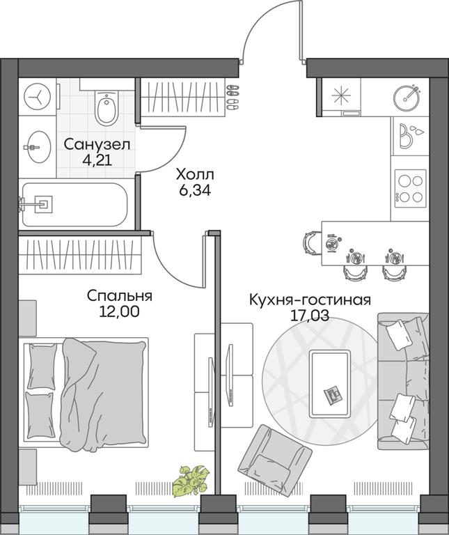 1-BD Apartment Sale, 39.43 sq. m. at Dom na naberezhnoy INSIDER (Insayder), Avtozavodskaya Street, Moscow, Russia #1