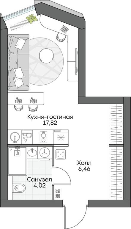 Apartment Sale, 28.39平方米 at Dom na naberezhnoy INSIDER (Insayder), Avtozavodskaya Street, Moscow, Russia #1