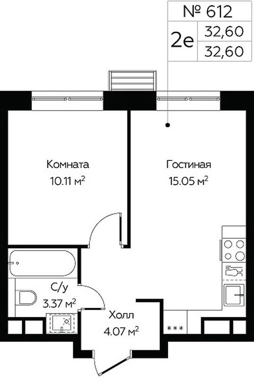1-BD Apartment Sale, 32.6平方米 at MirrorZdanie, Oktyabrskaya Street, 98, Moscow, Russia #1