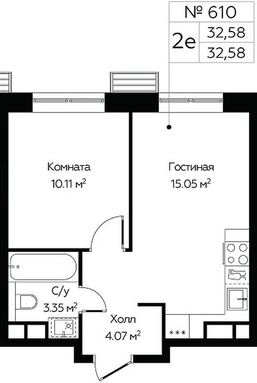 1-BD Apartment Sale, 32.58平方米 at MirrorZdanie, Oktyabrskaya Street, 98, Moscow, Russia #1