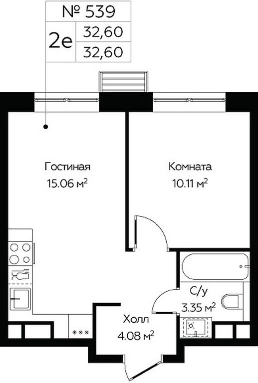 1-BD Apartment Sale, 32.6平方米 at MirrorZdanie, Oktyabrskaya Street, 98, Moscow, Russia #1