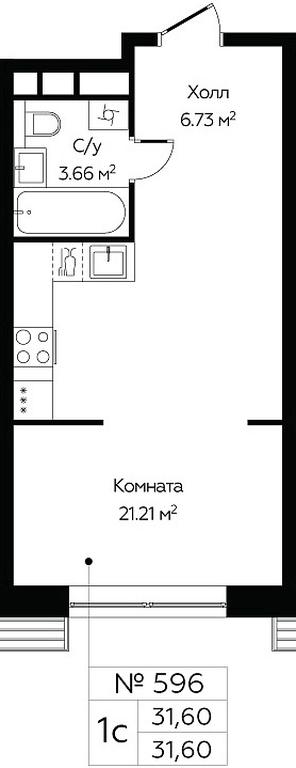 Apartment Sale, 31.6平方米 at MirrorZdanie, Oktyabrskaya Street, 98, Moscow, Russia #1