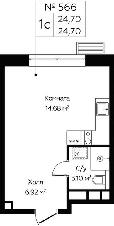 Apartment Sale, 24.7平方米 at MirrorZdanie, Oktyabrskaya Street, 98, Moscow, Russia #1