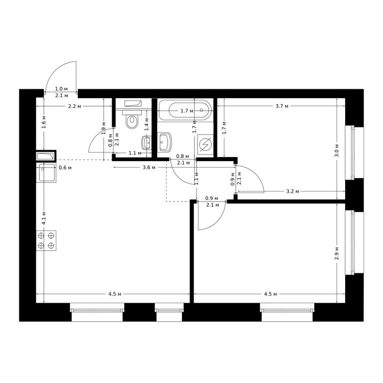 2-BD Apartment Sale, 52.3 sq. m. at Polar, Polyarnaya Street, 39Б, Moscow, Russia #1 2-BD Apartment Sale, 52.3 sq. m. at Polar, Polyarnaya Street, 39Б, Moscow, Russia #1