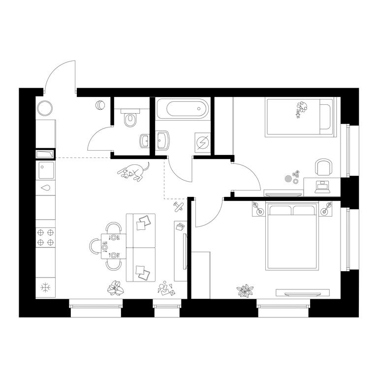 2-BD Apartment Sale, 52.3 sq. m. at Polar, Polyarnaya Street, 39Б, Moscow, Russia #2 2-BD Apartment Sale, 52.3 sq. m. at Polar, Polyarnaya Street, 39Б, Moscow, Russia #2