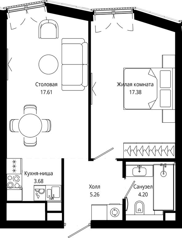 1-BD Apartment Sale, 48.13平方米 at Mod, 4th Maryinoy Roschi Street, 12с9, Moscow, Russia #2 1-BD Apartment Sale, 48.13平方米 at Mod, 4th Maryinoy Roschi Street, 12с9, Moscow, Russia #2