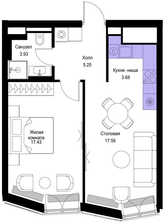 1-BD Apartment Sale, 47.85平方米 at Mod, 4th Maryinoy Roschi Street, 12с9, Moscow, Russia #1 1-BD Apartment Sale, 47.85平方米 at Mod, 4th Maryinoy Roschi Street, 12с9, Moscow, Russia #1