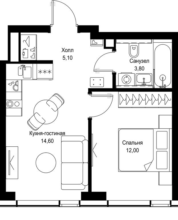 1-BD Apartment Sale, 35.5 sq. m. at Multikvartal CITYZEN, Vishnyovaya Street, Moscow, Russia #1