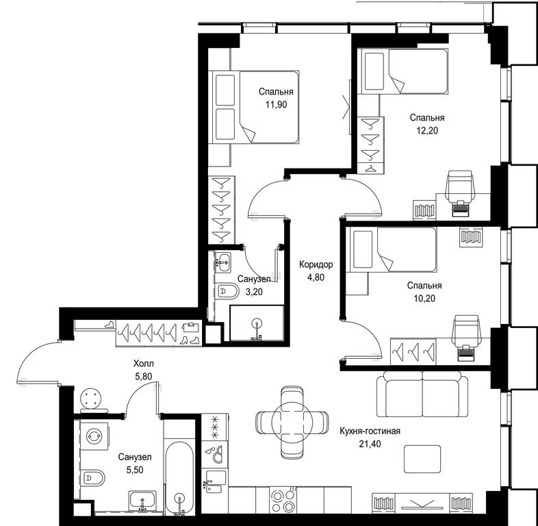 3-BD Apartment Sale, 75 sq. m. at Multikvartal CITYZEN, Vishnyovaya Street, Moscow, Russia #1 3-BD Apartment Sale, 75 sq. m. at Multikvartal CITYZEN, Vishnyovaya Street, Moscow, Russia #1