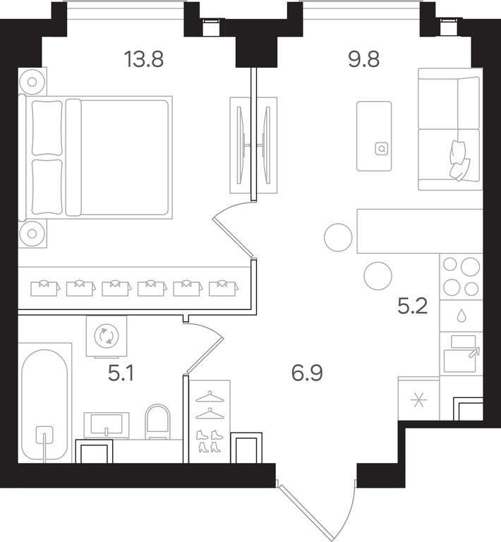 1-BD Apartment Sale, 40.8平方米 at Mangazeya na Tulskoy, Bolshaya Tulskaya Street, Moscow, Russia #2 1-BD Apartment Sale, 40.8平方米 at Mangazeya na Tulskoy, Bolshaya Tulskaya Street, Moscow, Russia #2