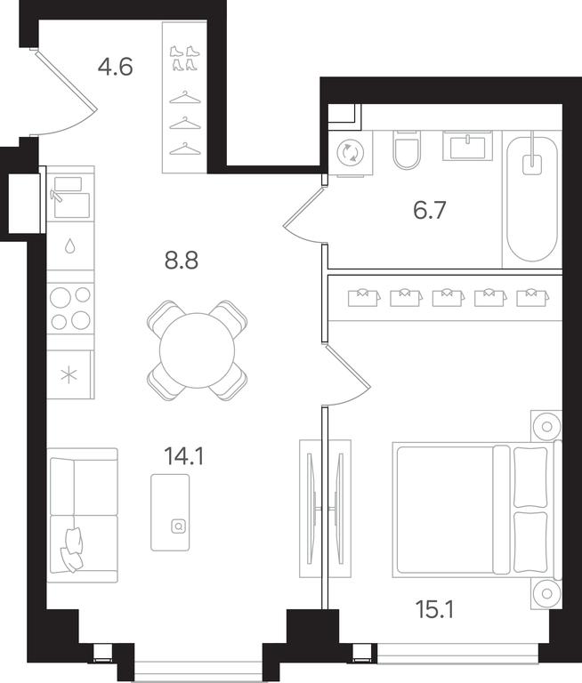 1-BD Apartment Sale, 49.3 sq. m. at Mangazeya na Tulskoy, Bolshaya Tulskaya Street, Moscow, Russia #2